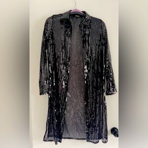 Elie Tahari Black Sequins long blazer Size XS Brand New with Tag